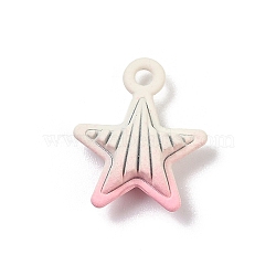 Spray Painted Alloy Pendants, Star Charms, Lead Free & Nickel Free & Cadmium Free, Pink, 14.5x12.5x5.5mm, Hole: 1.4mm(PALLOY-S038-05B)