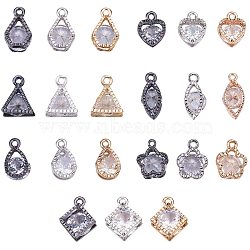 Rhombus Alloy Charms, with Cubic Zirconia, Mixed Shapes, Mixed Color, 74x73x25mm(ZIRC-PH0002-09)
