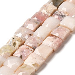 Natural Pink Opal Beads Strands, Faceted, Square, 10x10x6mm, Hole: 1~1.2mm, about 19~20pcs/strand, 7.09~7.48 inch(18~19cm)(G-G980-06)