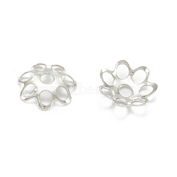 Iron Bead Caps, Cadmium Free & Lead Free, Flower, Multi-Petal, Platinum, 6x1mm, Hole: 1mm(IFIN-R197-P)