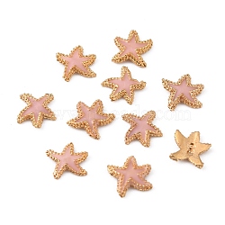 Alloy Enamel Cabochons, Nail Art Decoration Accessories, Golden, Starfish, Pink, 6x6x1mm(MRMJ-WH0064-45C)