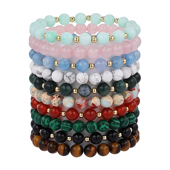 Natural & Synthetic Gemstone Bracelets, Stretch Bracelets, 7-1/8 inch(18cm)