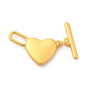 Alloy Toggle Clasps, Lead Free & Cadmium Free, Heart, Matte Gold Color, Heart: 20x11.3x3mm, Hole: 5.5x2mm, Bar: 15.5x4.4x2mm, Hole:1.2mm
