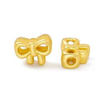 Rack Plating Alloy Beads, Cadmium Free & Lead Free & Nickle Free, Bowknot, Matte Gold Color, 11.5x14.5x7mm, Hole: 3.8mm