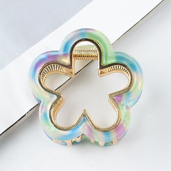 Flower Shape PVC Plastic Claw Hair Clips, Hair Accessories for Women Girls, Colorful, 47x45x32mm