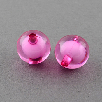 Transparent Acrylic Beads, Bead in Bead, Round, Deep Pink, 8mm, Hole: 2mm, about 2050pcs/500g