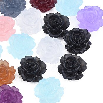 Transparent Resin Cabochons, Flower, Mixed Color, 7.5x7x4mm