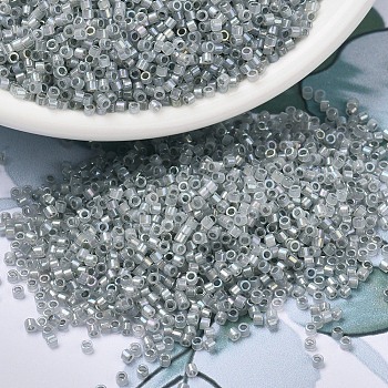 MIYUKI Delica Beads, Cylinder, Japanese Seed Beads, 11/0, (DB1770) Sparkling Pewter Lined Opal AB, 1.3x1.6mm, Hole: 0.8mm, about 10000pcs/bag, 50g/bag