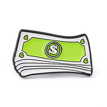 Dollar Money Enamel Pin, Alloy Brooch for Backpack Clothes, Rectangle Pattern, 18x30x1.5mm, Pin: 1.2mm