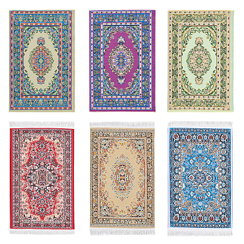 6Pcs 6 Styles Mini Cloth Turkey-Persia Carpet, for Dollhouse Accessories, Model Ground Decorations, Rectangle, Mixed Color, 155~165x99~165x0.5~0.6mm, 1pc/style