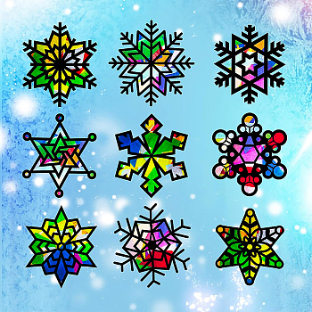 Suncatcher Craft Set, for Kids Window Paint Art Painting, Snowflake Pattern, 18.2~21x21cm, 9pcs/set