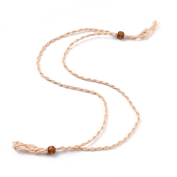 Necklace Makings, with Wax Cord and Wood Beads, Bisque, 28-3/8 inch(72~80cm)
