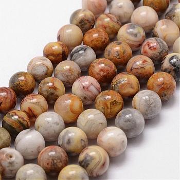 Natural Crazy Agate Beads Strands, Round, 12mm, Hole: 1mm, about 31pcs/strand, 15 inch