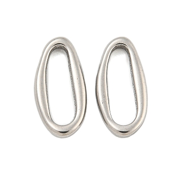 Non-Tarnish 304 Stainless Steel Linking Rings, Irregular Oval, Stainless Steel Color, 14x6.5x2mm, Inner Diameter: 11x3mm