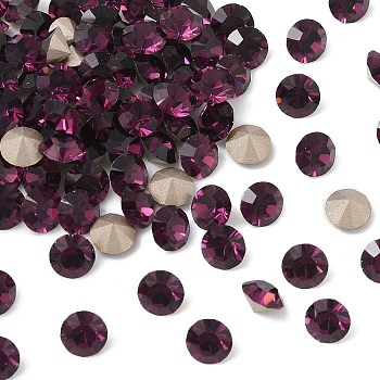 Preciosa&reg MAXIMA Crystal Round Stones, Czech Crystal, Dura Foiling, Round(431 11 615 Chaton), 20050 Amethyst, SS12/PP24(3~3.2mm)