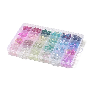 480Pcs 24 Colors Transparent Crackle Glass Beads Strand(GLAA-D013-02)-2