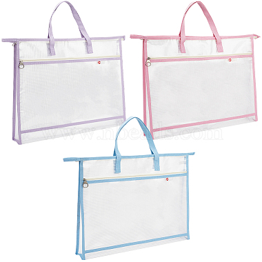 PVC Double-Layer Mesh Zipper Pouch Bags with Handle(AJEW-CP0006-27A)-1