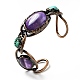 Natural Turquoise & Amethyst Open Cuff Bangle(G-D468-07R)-4