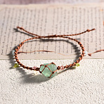 Natural Fluorite Braided Bead Bracelet, Waxed Polyester Cord Adjustable Bracelet, 11-3/4~15-3/4 inch(30~40cm)(PW-WG21595-15)