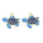 Ocean Alloy Enamel Pendants, Golden, Tortoise Charms, 18x21x1.2mm, Hole: 1.7mm(FIND-E057-02A)