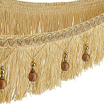 6M Polyester Tassel Lace Trim, Bead Fringe Ribbon for Curtain Decoration, Gold, 4-3/8 inch(110~111mm), about 6.56 Yards(6m)/Set(OCOR-OC0001-51C)