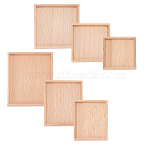 6Pcs 6 Styles Wood Jewelry Plate, Storage Tray for Rings, Necklaces, Earrings, Rectangle Square, BurlyWood, 3.3~53x3.3~45cm, 1pc/style(DOLL-GA0001-34)