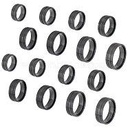 DICOSMETIC 16Pcs 8 Size 316 Stainless Steel Grooved Finger Ring for Men Women, Electrophoresis Black, Inner Diameter: US Size 5 1/2~14(16.1~23mm), 2Pcs/size(RJEW-DC0001-09B)