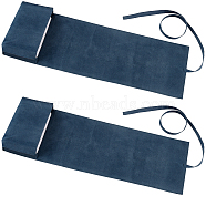 2Pcs Double-Sided Velvet Tarot Cards Storage Bags, Tarot Desk Storage Holder, Marine Blue, Unfolded: 40.5x13x0.2cm(ABAG-CN0001-06A)