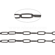 304 Stainless Steel Paperclip Chains, Soldered, with Spool, Electrophoresis Black, 4.8x2.5x0.5mm, about 65.61 Feet(20m)/roll(CHS-F010-01B-B)