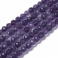 Natural Amethyst Beads Strands, Faceted, Round, 2~3x2~2.5mm, Hole: 0.2mm, about 181~210pcs/strand, 15.9~16.3 inch(40.4~41.5cm)(G-F596-13-2mm)