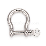 Alloy D-Ring Anchor Shackle Clasps, Platinum, 25x25mm, Hole: 2.5mm(X-PALLOY-L169-08)