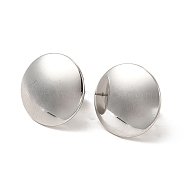 304 Stainless Steel Flat Round Stud Earrings for Women, Stainless Steel Color, 15mm, Pin: 0.8mm(EJEW-I281-31P)