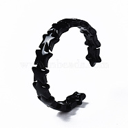 Spay Painted Brass Cuff Rings, Open Rings, Star, Black, US Size 6 3/4(17.1mm)(RJEW-S044-144A)
