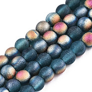 Frosted Electroplate Glass Beads Strands, Round, Cadet Blue, 3mm, Hole: 0.5mm, about 149~150pcs/strand, 15.35''~15.75''(39~40cm)(X-EGLA-S195-01B-01)