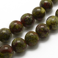 Natural Dragon Blood Beads Strands, Round, 10mm, Hole: 1mm, about 38pcs/strand, 15.3 inch(39cm)(G-G735-34-10mm)