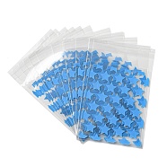 Rectangle PE Plastic Cellophane Bags, Star Pattern, Sky Blue, 13x8cm(PW-WG23395-03)