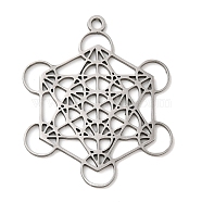 Non-Tarnish 201 Stainless Steel Pendants, Metatron Cube, Stainless Steel Color, 33x27x1mm, Hole: 1.8mm(STAS-B049-11P)