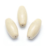 Natural Fossil Coral Beads, Half Drilled, Rice, 42.5~44x19~20mm, Hole: 3mm(G-P384-T15)