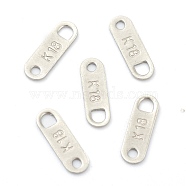 201 Stainless Steel Chain Tabs, Chain Extender Connectors, Oval with Word K18, Stainless Steel Color, 11x3.5x0.5mm, Hole: 1.2mm and 2x2.1mm(STAS-G245-10)
