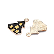 Halloween Theme Alloy Enamel Pendants, Light Gold, House, 22x18x1mm, Hole: 2mm(ENAM-T020-07M)