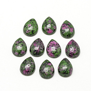Natural Ruby in Zoisite Cabochons, Dyed, Teardrop, 13~14x9~10x5mm(X-G-R417-10x14-50)