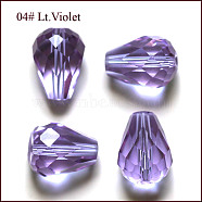 Imitation Austrian Crystal Beads, Grade AAA, Faceted, Drop, Lilac, 6x8mm, Hole: 0.7~0.9mm(SWAR-F062-8x6mm-04)