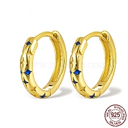 925 Sterling Silver Hoop Earrings, Cubic Zirconia Earring for Women, Real 18K Gold Plated, 11x11x2mm(WR7207-4)