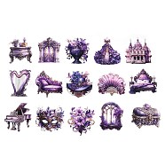 60Pcs Forest Theme Waterproof PET Stickers Set, Decorative Stickers, for Water Bottles, Laptop, Luggage, Cup, Computer, Mobile Phone, Skateboard, Guitar Stickers, Blue Violet, 65~66.5x56~68x0.1mm(DIY-F149-04B)