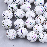 Electroplate Glass Beads, Round, Colorful, 8~8.5mm, Hole: 1.5mm(EGLA-S178-09C)