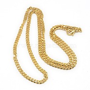 Trendy Men's 201 Stainless Steel Curb Chain Necklaces, with Lobster Claw Clasps, Golden, 21.65 inch(55cm)(X-NJEW-L043A-42G)