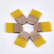Resin & Walnut Wood Pendants, U Shape, Gold, 32x19.5x3.5~4.5mm, Hole: 2mm(X-RESI-S358-34G)