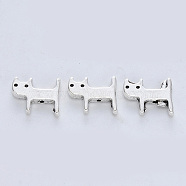 Tibetan Style Alloy Beads, Cadmium Free & Lead Free, Cat, Antique Silver, 10.5x12.5x2.5mm, Hole: 1mm(X-TIBE-R316-053AS-RS)
