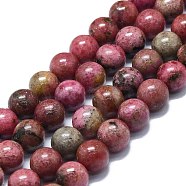 Natural Rhodonite Beads Strands, Round, 10~11mm, Hole: 1mm, about 37~39pcs/strand, 5.35''~15.75''(39~40cm)(G-K245-A11-05)