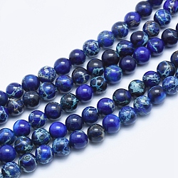 Natural Imperial Jasper Beads Strands, Dyed, Round, Dark Blue, 8mm, Hole: 1mm, about 49pcs/strand, 15.7 inch(G-A175B-8mm-06)